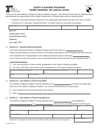 Document preview: Form 734-2501R Permit Renewal or Cancellation - Adopt-A-highway Program - Oregon