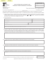 Form 734-2459 Application for Authority for Variance From Standard Clearance - Oregon
