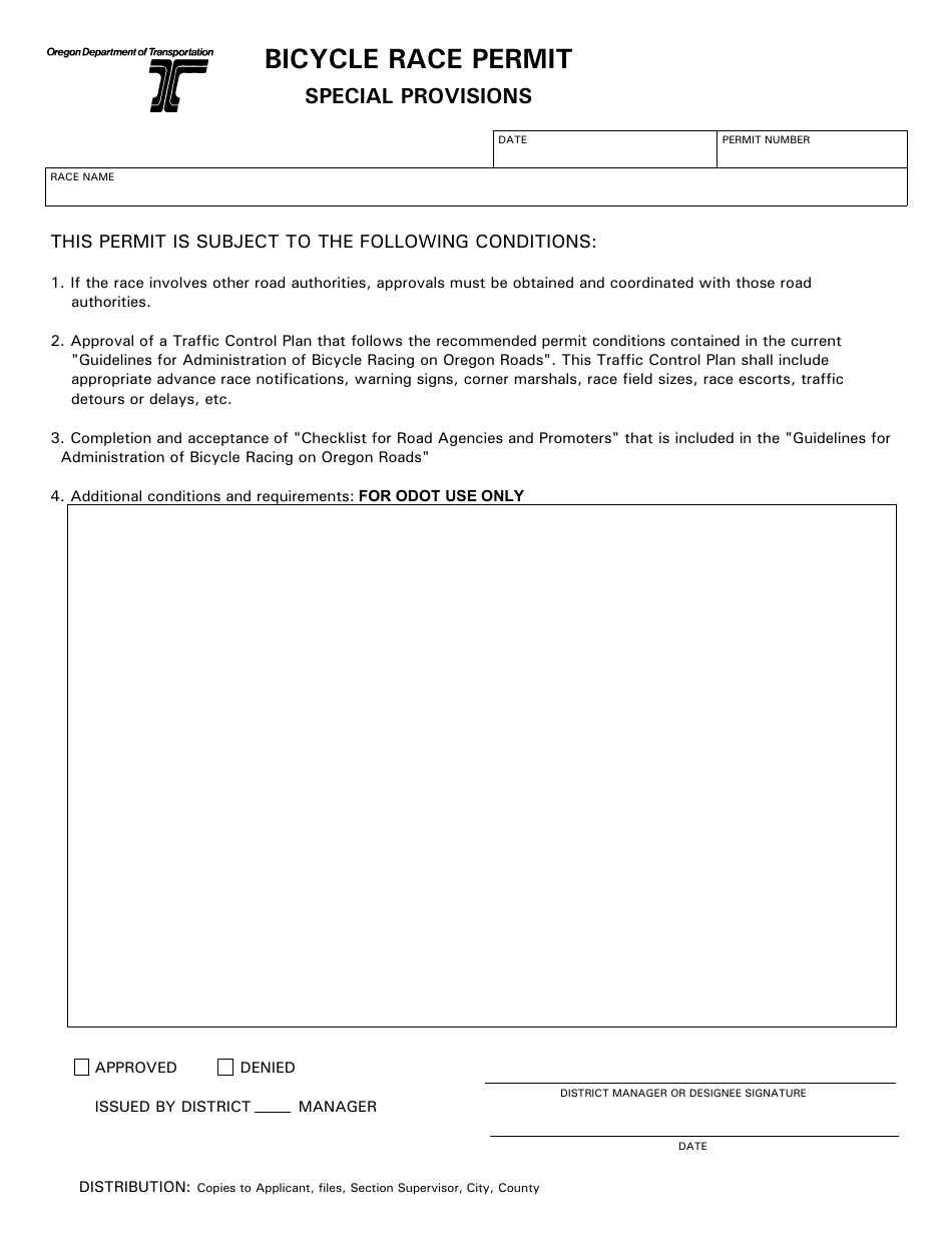Form 734-2214 Application for Bicycle Race Permit - Oregon, Page 2