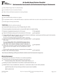 Form 734-5357 Air Quality Report Review Checklist - Environmental Assessment and Environmental Impact Statements - Oregon, Page 2