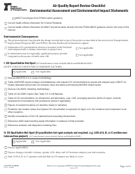 Form 734-5357 Air Quality Report Review Checklist - Environmental Assessment and Environmental Impact Statements - Oregon, Page 3