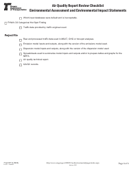 Form 734-5357 Air Quality Report Review Checklist - Environmental Assessment and Environmental Impact Statements - Oregon, Page 8