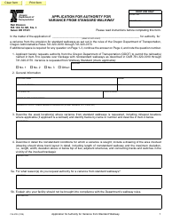 Document preview: Form 734-2703 Application for Authority for Variance From Standard Walkway - Oregon