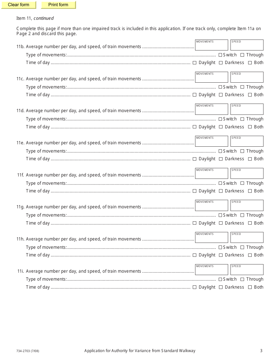 Form 734-2703 Application for Authority for Variance From Standard Walkway - Oregon, Page 3