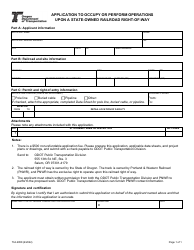 Document preview: Form 734-2858 Application to Occupy or Perform Operations Upon a State-Owned Railroad Right-Of-Way - Oregon