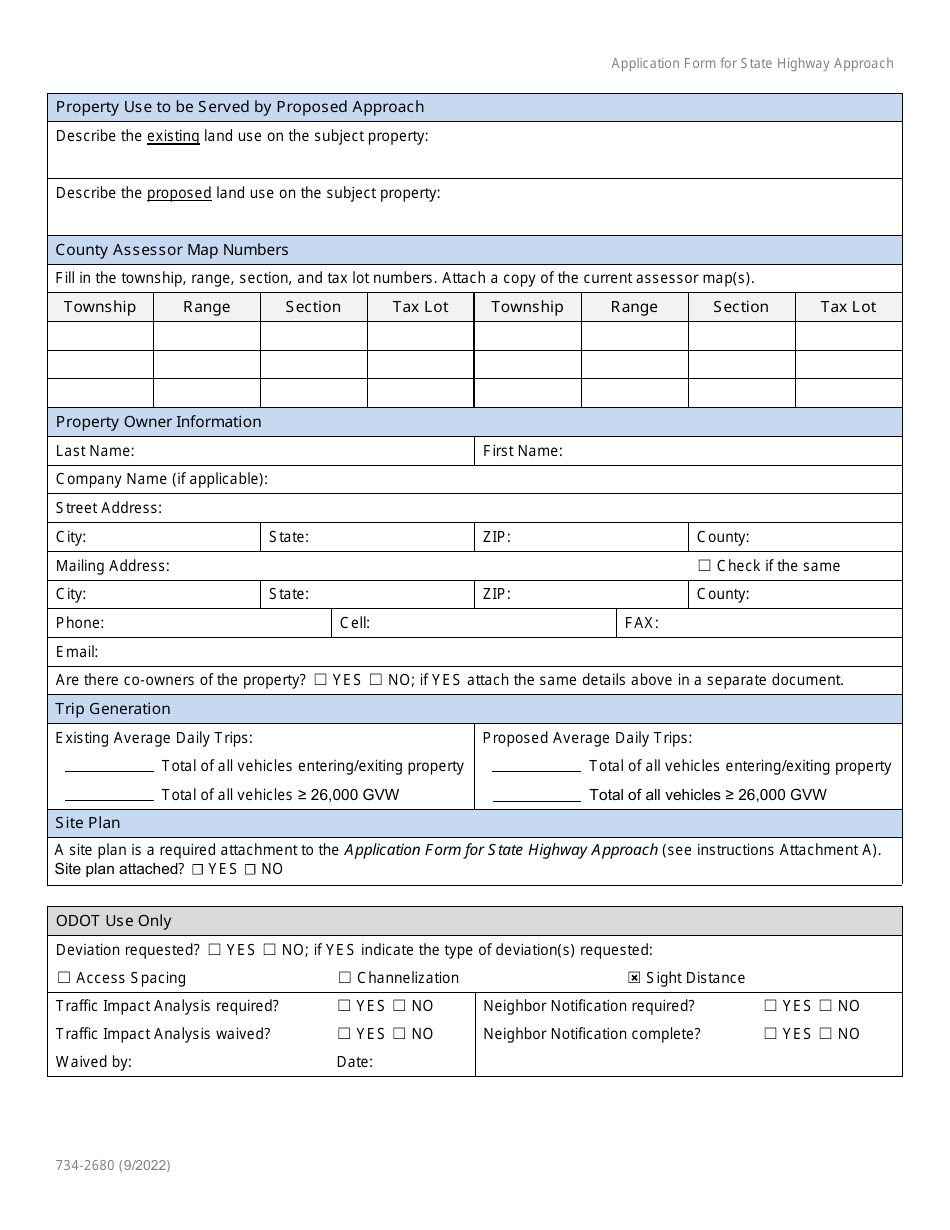 Form 734-2680 Application Form for State Highway Approach - Oregon, Page 5