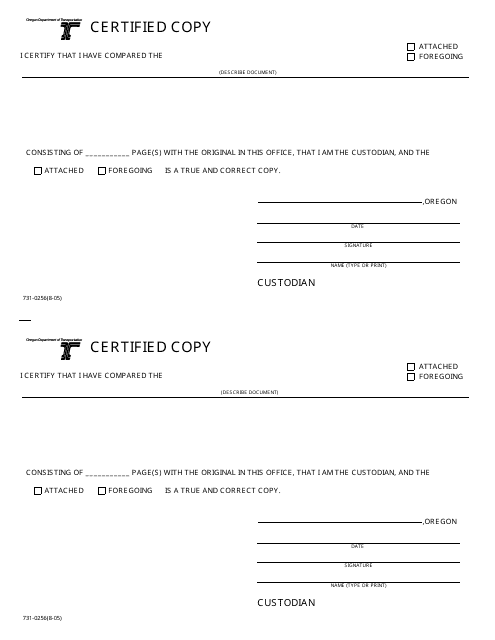 Form 731-0256  Printable Pdf