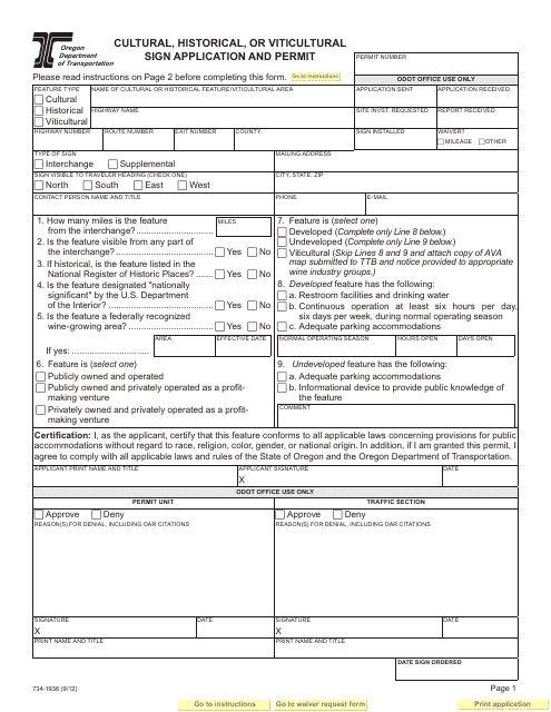 Form 734-1936  Printable Pdf