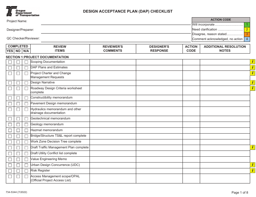 Form 734-5344 - Fill Out, Sign Online and Download Fillable PDF, Oregon | Templateroller