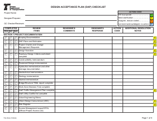 Form 734-5344 Design Acceptance Plan (Dap) Checklist - Oregon