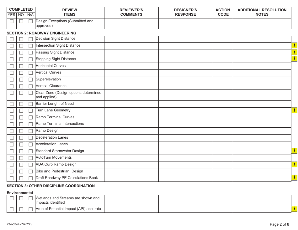 Form 734-5344 Design Acceptance Plan (Dap) Checklist - Oregon, Page 2