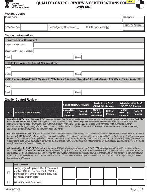 Form 734-5323  Printable Pdf