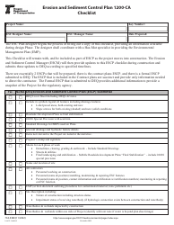 Document preview: Form 734-5380 Erosion and Sediment Control Plan 1200-ca Checklist - Oregon