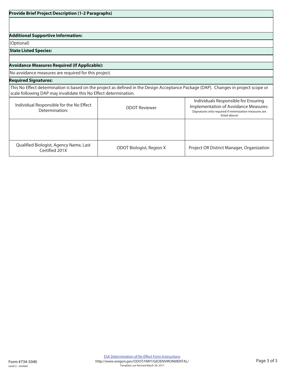 Form 734-5040 Esa Determination of No Effect - Oregon, Page 3