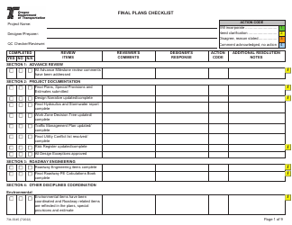Form 734-5345 Final Plans Checklist - Oregon