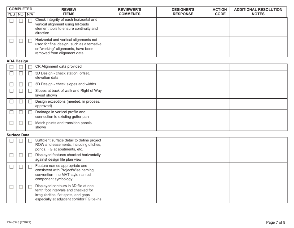 Form 734-5345 Final Plans Checklist - Oregon, Page 7