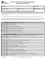 Document preview: Form 734-5273 Erosion and Sediment Control Plan Designer's Quality Control Checklist - Oregon