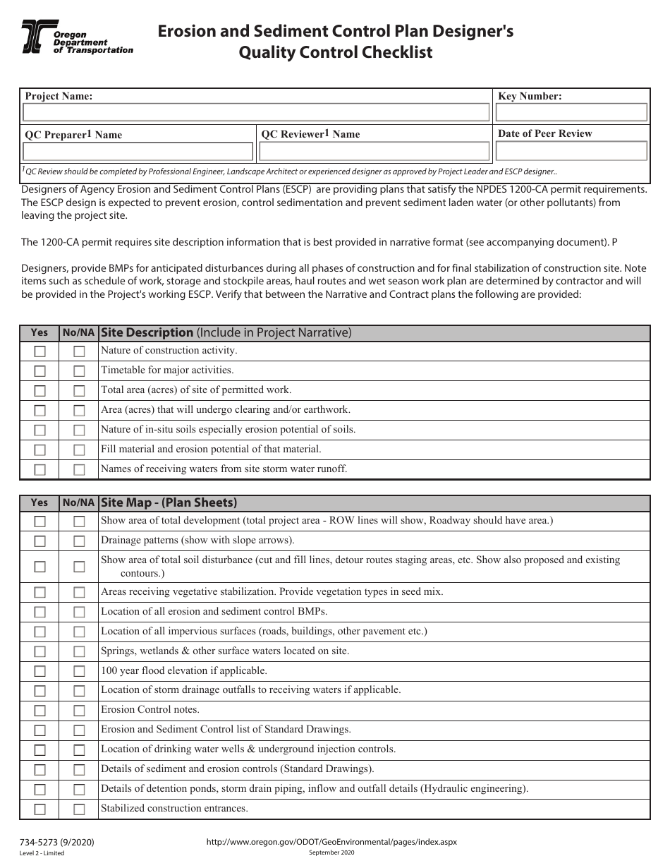 Form 734-5273 - Fill Out, Sign Online and Download Fillable PDF, Oregon ...