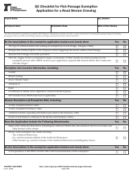 Document preview: Form 734-5277 Qc Checklist for Fish Passage Exemption Application for a Road Stream Crossing - Oregon