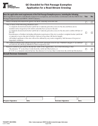 Form 734-5277 Qc Checklist for Fish Passage Exemption Application for a Road Stream Crossing - Oregon, Page 2