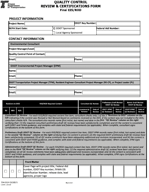 Form 734-5324  Printable Pdf