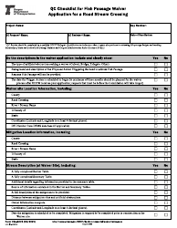 Form 734-5276 Qc Checklist for Fish Passage Waiver Application for a Road Stream Crossing - Oregon