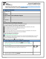Form 734-5327 General Application - Local Agency Certification Program - Oregon