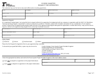 Document preview: Form 734-5253 I-5 Rose Quarter Request for Apprentice - Oregon