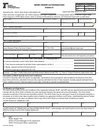 Document preview: Form 737-3576 Exhibit D Work Order Authorization - Oregon