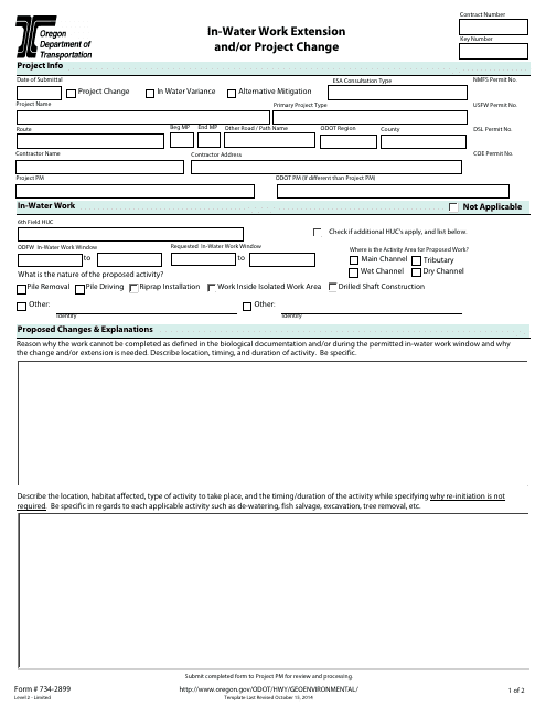 Form 734-2899  Printable Pdf