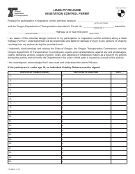 Document preview: Form 734-2044G Liability Release Vegetation Control Permit (Group) - Oregon