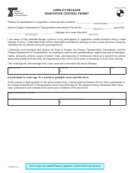 Document preview: Form 734-2044 Liability Release Vegetation Control Permit - Oregon