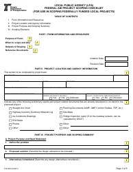 Document preview: Form 734-5293 Local Public Agency (Lpa) Federal Aid Project Scoping Checklist - Oregon