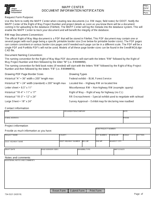 Form 734-5221  Printable Pdf