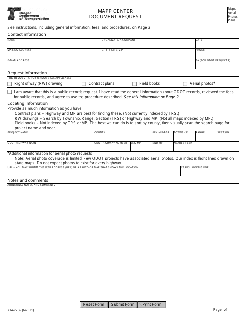 Form 734-2766  Printable Pdf