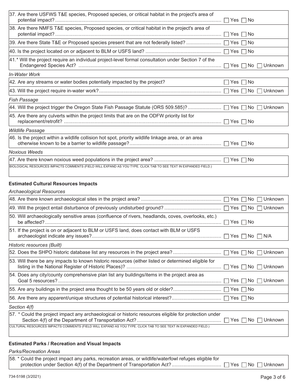 Form 734-5198 Odot Environmental Prospectus - Oregon, Page 3