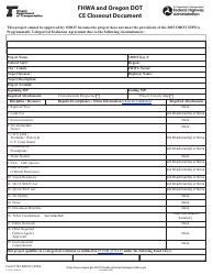 Form 734-5004 Fhwa and Oregon Dot Ce Closeout Document - Oregon