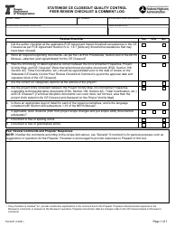 Document preview: Form 734-5247 Statewide Ce Closeout Quality Control Peer Review Checklist & Comment Log - Oregon