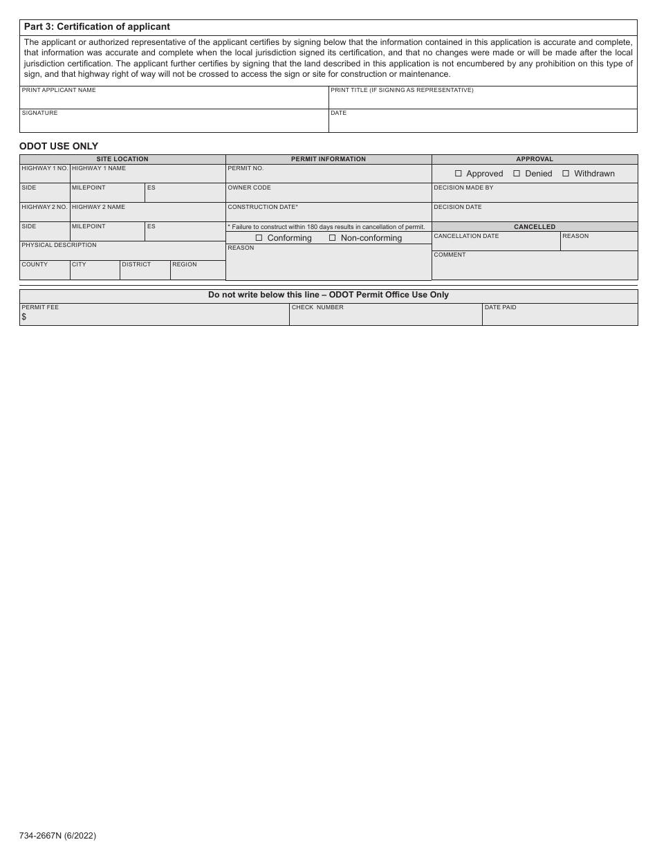 Form 734-2667N Nhs Static Permit Application - Oregon, Page 2