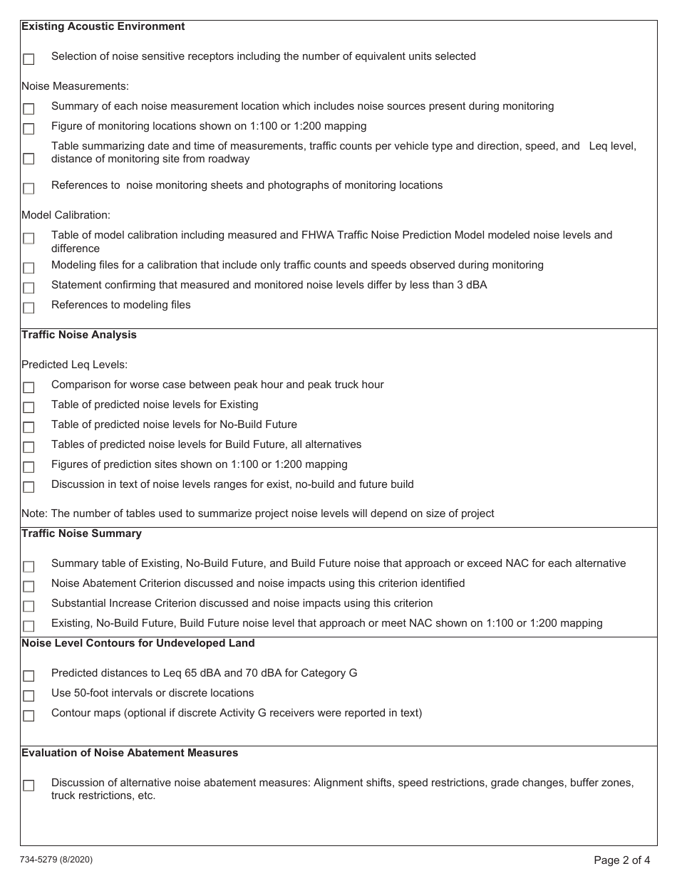 Form 734-5279 Noise Technical Report Quality Control Checklist - Oregon, Page 2