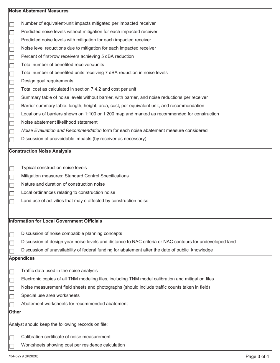 Form 734-5279 Noise Technical Report Quality Control Checklist - Oregon, Page 3