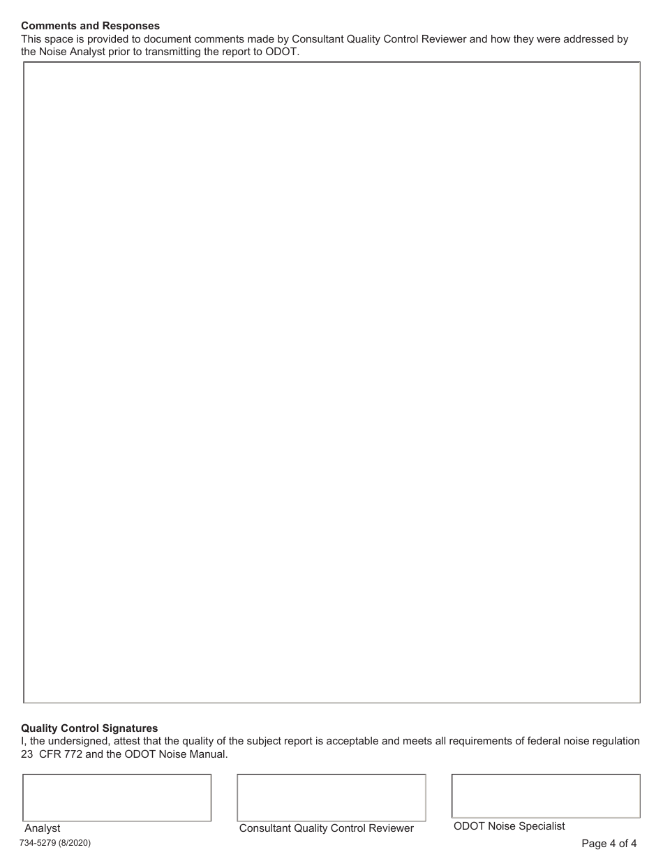 Form 734-5279 Noise Technical Report Quality Control Checklist - Oregon, Page 4
