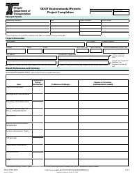 Document preview: Form 734-2913 Odot Environmental Permits Project Completion - Oregon