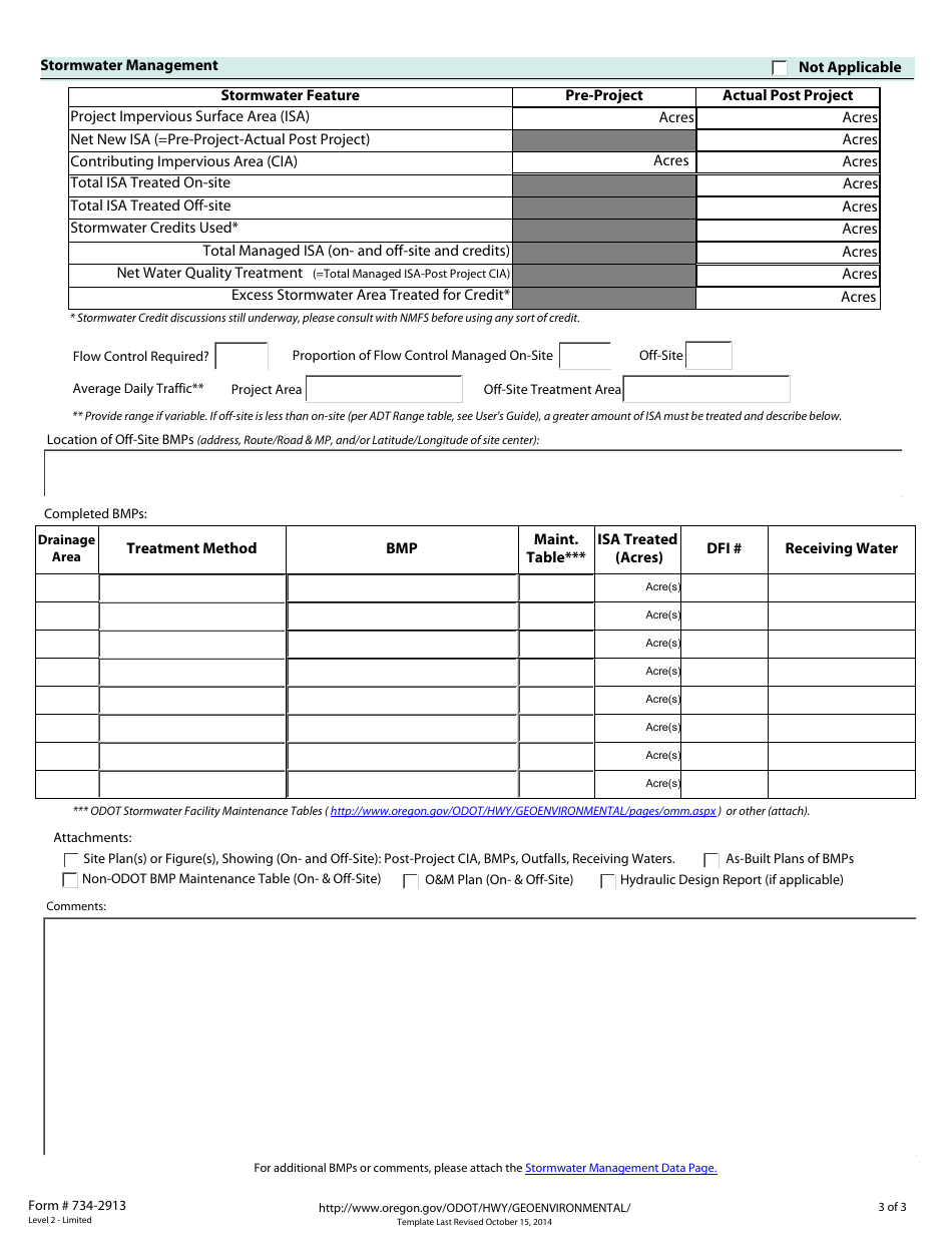 Form 734-2913 Odot Environmental Permits Project Completion - Oregon, Page 3