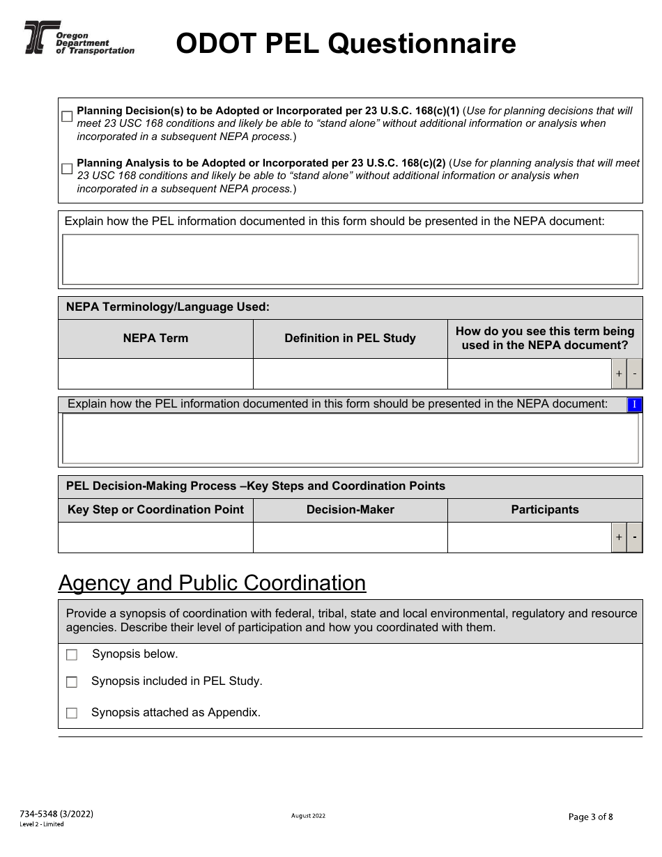 Form 734-5348 Pel Questionnaire - Oregon, Page 3