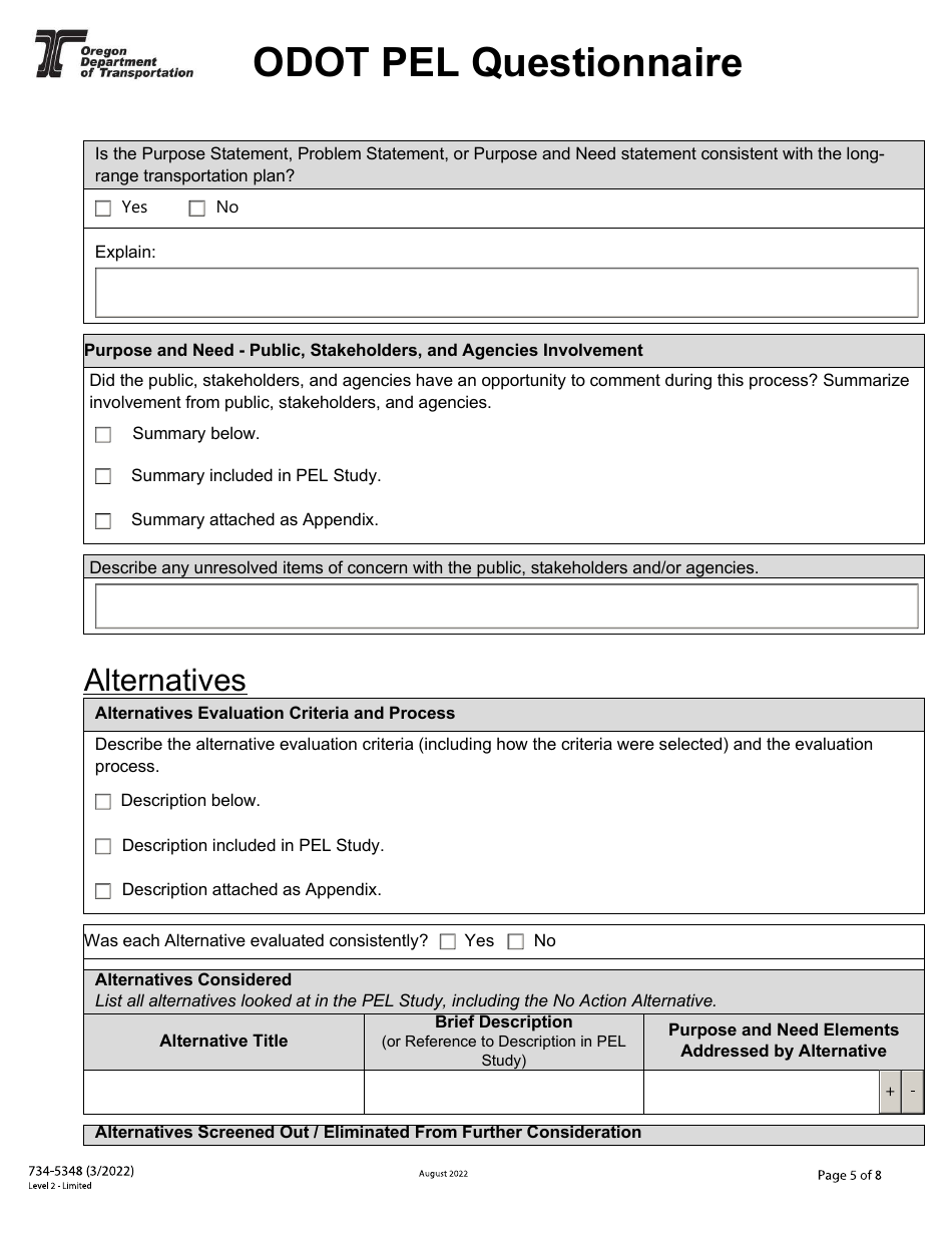 Form 734-5348 Pel Questionnaire - Oregon, Page 5