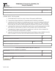 Document preview: Form 734-2417 Permission to Place Fill Material on Private Property - Oregon