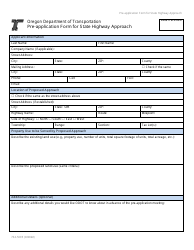 Form 734-5095 Pre-application Form for State Highway Approach - Oregon, Page 2