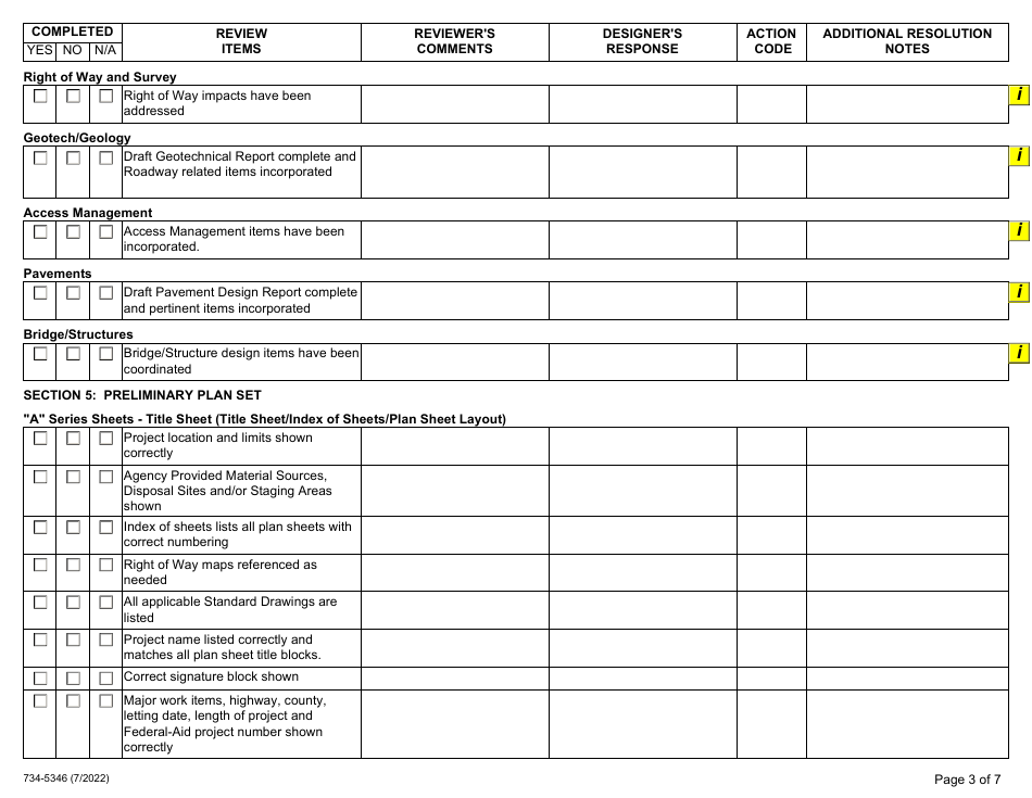 Form 734-5346 Preliminary Plans Checklist - Oregon, Page 3