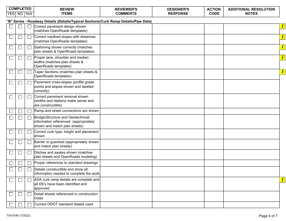 Form 734-5346 Preliminary Plans Checklist - Oregon, Page 4